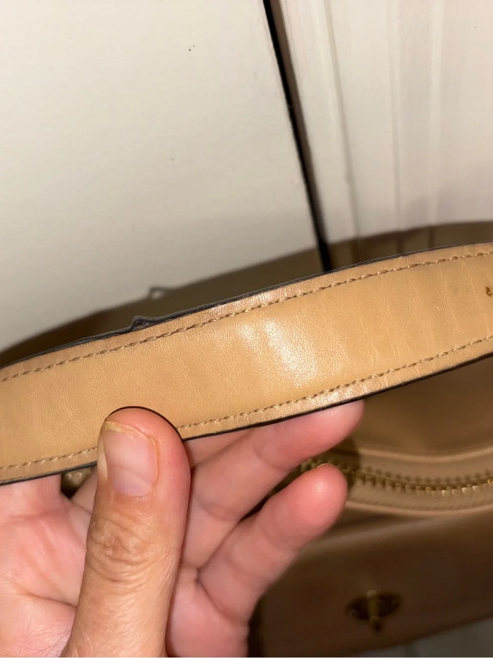 Coach Leather Shoulder Bag in Light Beige/Tan